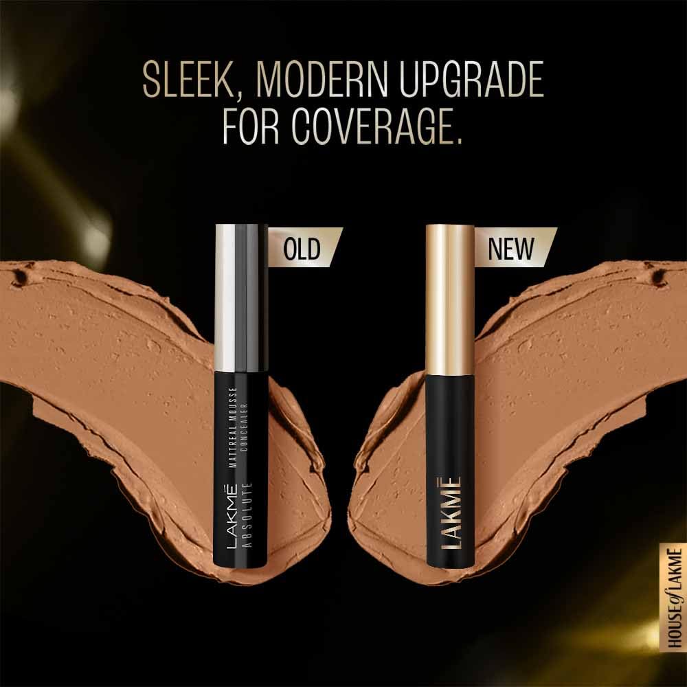 Lakmé Absolute Mattereal Mousse Concealer 04 Caramel, 9G, Full, Acne Prone