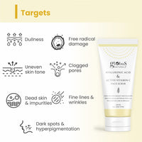 Globus Naturals Hyaluronic Acid & Vitamin C Anti Ageing Face Scrub, Enriched with Rose & Glycerine, Skin Lightening & Brightening Formula, 100 gm