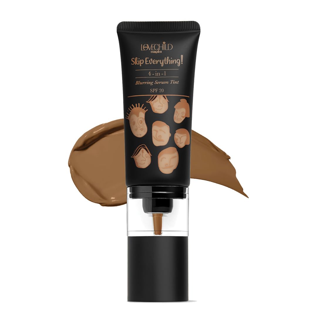 Lovechild Masaba Skip Everything Blurring 4 in 1 Serum Skin Tint, Natural Coverage, For Daily Use SPF 20, With SOD Technology, Tough Toffee, 30ml