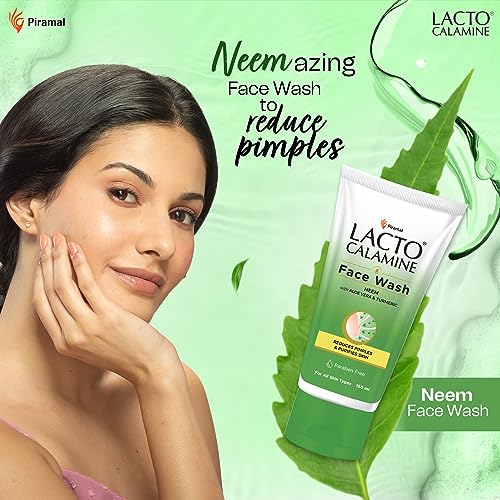 Lacto Calamine Neem Face Wash With Aloe Vera & Turmeric | 150ml | Niacinamide & Salicylic Acid Face Wash | Facewash Reduces Pimples, Purifies Skin & Oil Control | For All Skin Types