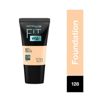 Maybelline New York Foundation, Matte & Poreless, With Spf-22, Fit Me, 128, 18Ml +Fit Me Compact Powder, With Spf-32Pa+++, 128, 6G Warm Nude, Full Coverage, For All Skin Type (Pack Of 2)