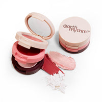 Earth Rhythm Dab Set Go 3-in-1 Face Palette With Eyeshadow, Lip & Cheek Tint & Mattifying Face Powder, For Everday Makeup, Highly Pigmented (Bourbon)