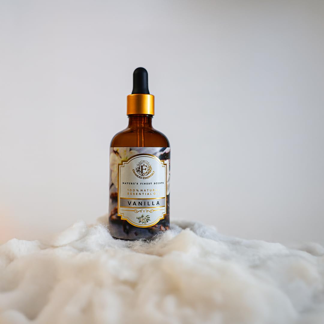 Luxurious Box of Vanilla & Sandalwood Essential Oils by Enhanced Essentials|Set of 2 x 30 ml |100% Pure and Natural|Therapeutic & Ultra Premium Grade|Highly Concentrated Oils for Home Diffusers,Skin Care,Aromatherapy, Bath,Massage,Humidifiers,Perfumes,Soa