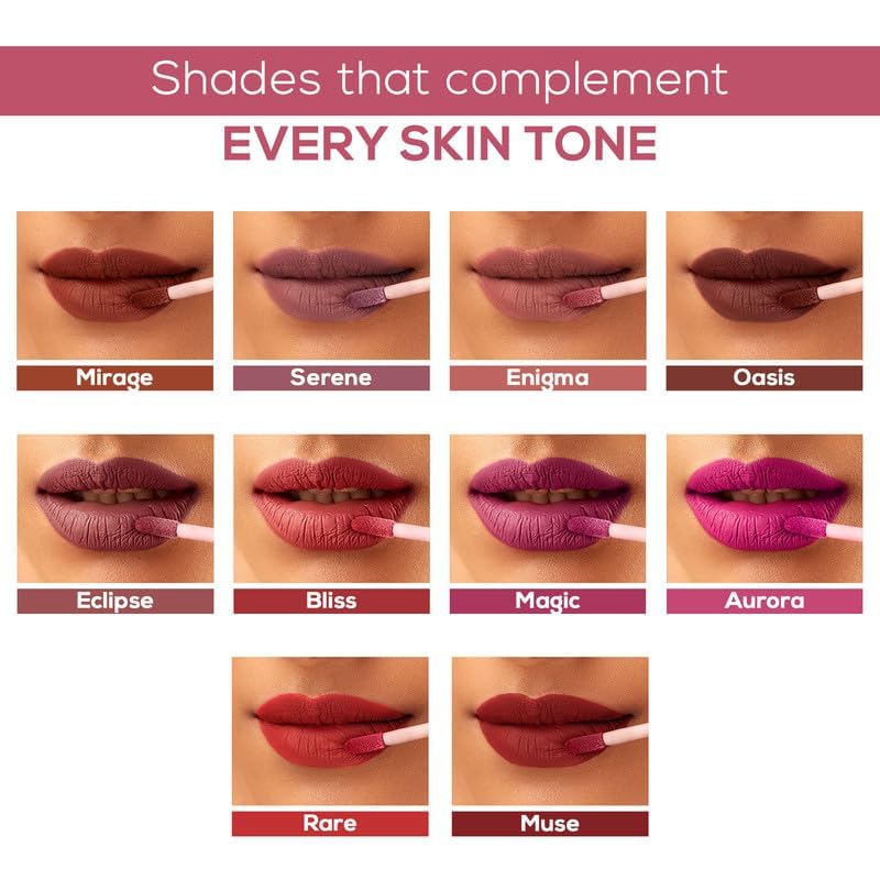 RENEE Stay Forever Matte Liquid Lipstick Combo | Transfer & Smudge-Proof | Long Lasting | Infused with Vitamin E & Jojoba Oil | Perfect for Gifting, Wedding & Special Occasions | Travel Pack of 10