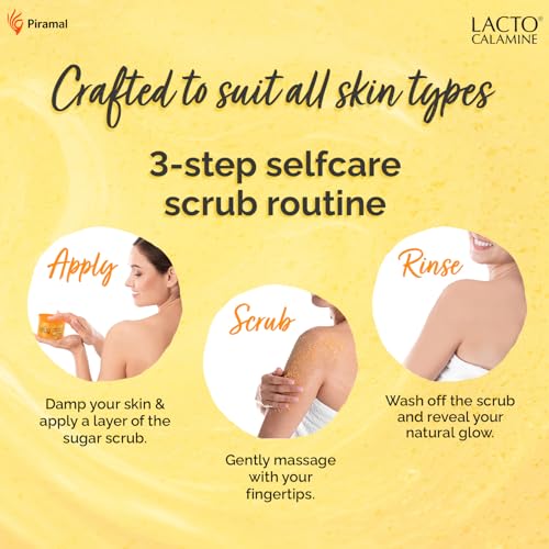 Lacto Calamine Vitamin C Sugar Body Scrub | 200 g | Gentle Body Exfoliator | Body Scrub for Healthy & Glowing Clear Skin | Vitamin C, Sugar & Grape Seed Extract Removes Tan & Dead Skin Cells