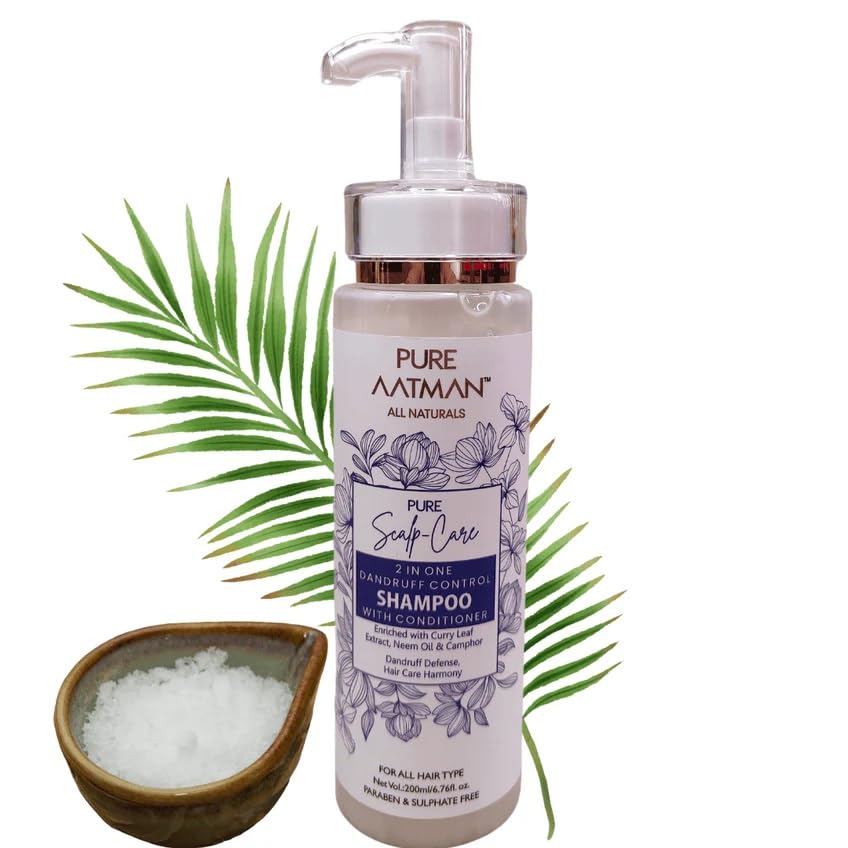 Pure Aatman Anti-Dandruff Shampoo With Condition, Fights Flakes & Soothes Scalp Irritation, Reduces Itchiness & Prevents Dandruff, For All Hair Types, Men & Women | For Men And Women (200 ml)