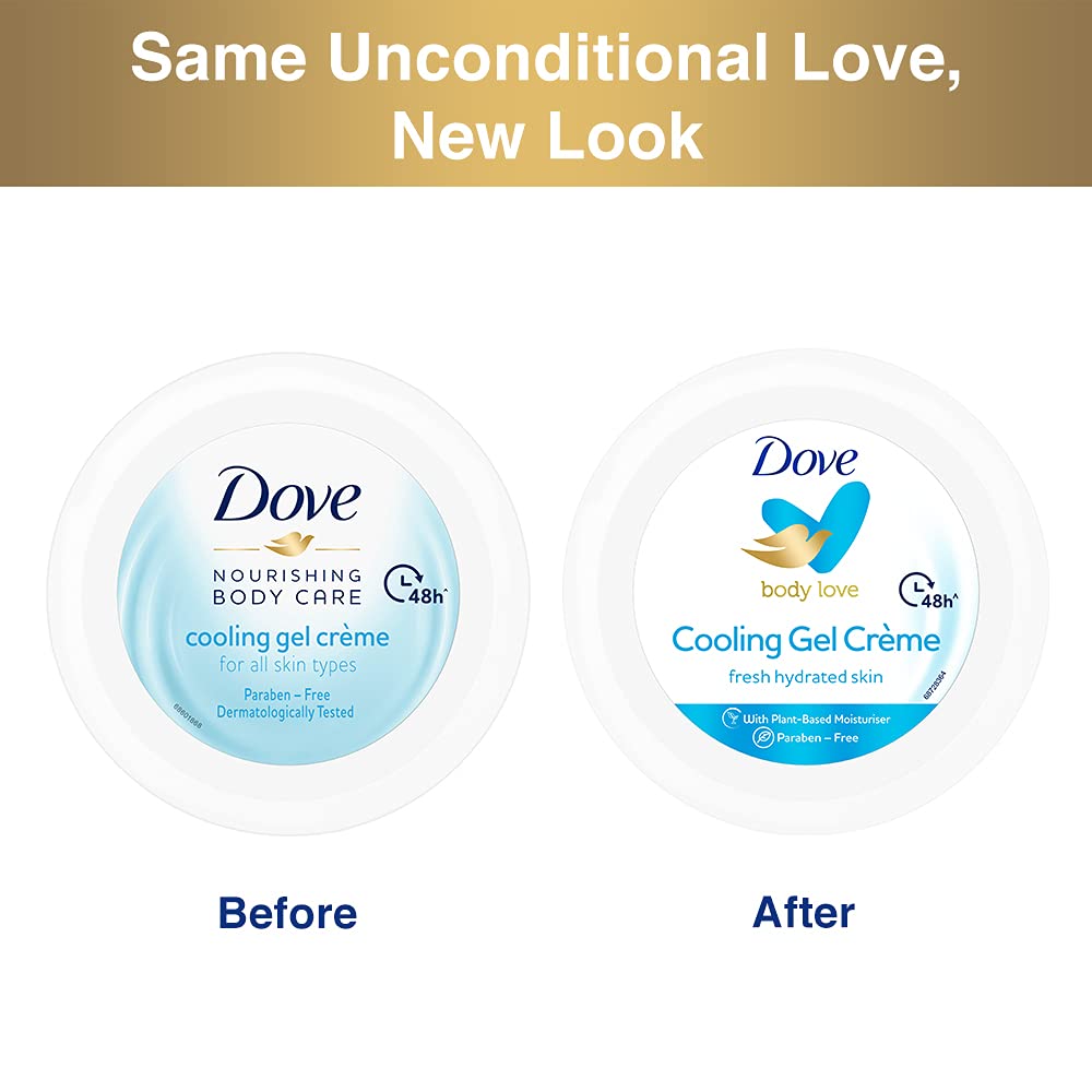 Dove Cooling Gel Crème (Cream), 48 Hrs Long Lasting Hydration, Lightweight, Oil Free Moisturizer For Smooth Skin, Paraben Free, 245 g