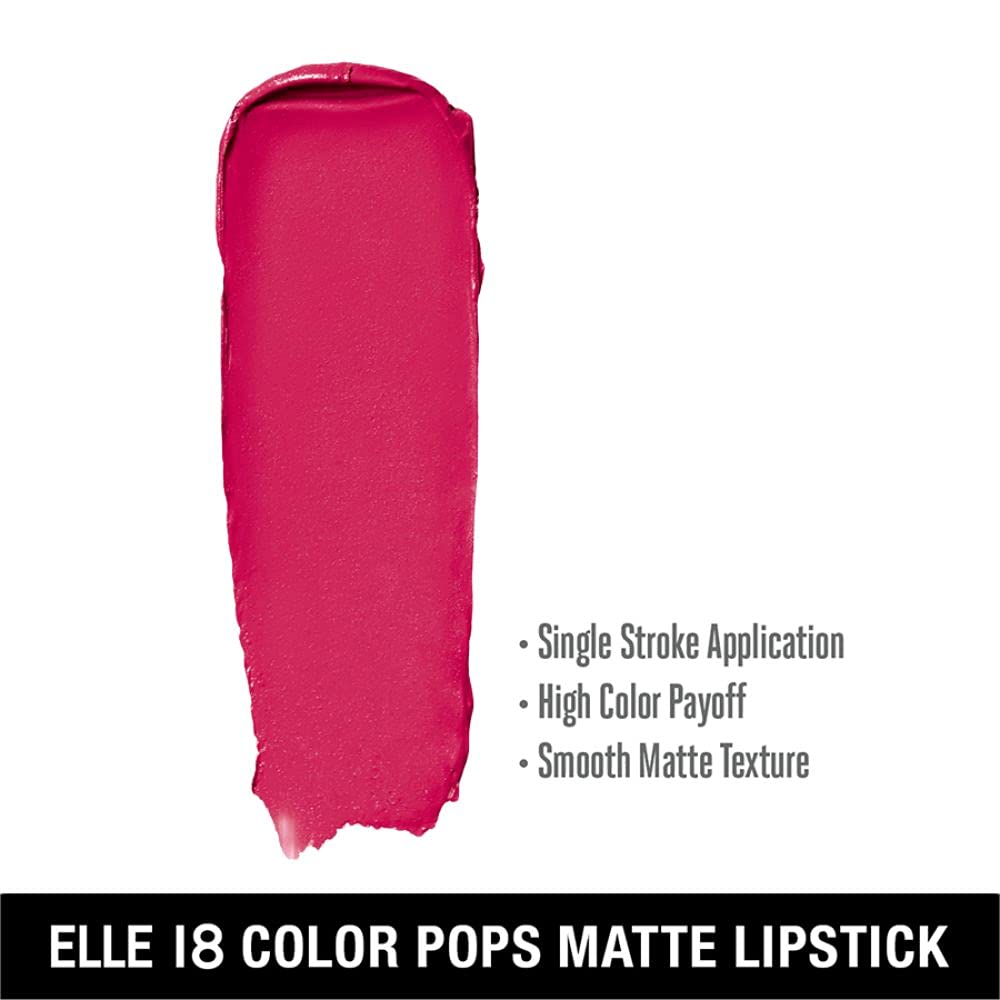 Elle 18 Color Pop Matte Lip Color, R33, Code Red, 4.3g & Lipstick Red Wave (Matte)
