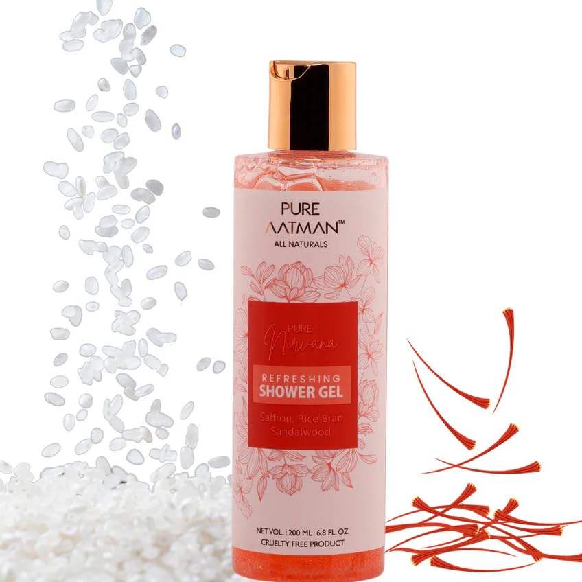 Pure aatman Rice Granuale with kesar Extract With Refreshing soft & gentle shower gel for nourishment Deep Cleansing Body Wash
