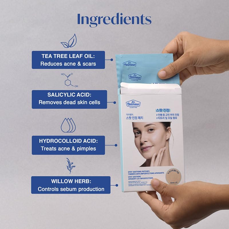 The Face Shop Dr.Belmeur Derma Acne Patches, 72 Hydrocolloid Waterproof Patches | For Active Surface Acne | Absorbs Pimple Overnight | For All Skin Types