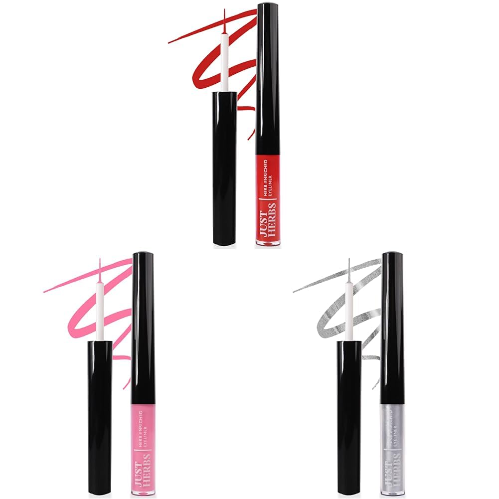 Just Herbs Matte Liquid Eyeliner Waterproof And Smudge Proof&Liquid Eyeliner Waterproof And Smudge Proof,Long Lasting Liquid Eyeliners 2.5G(Platinum Silver)