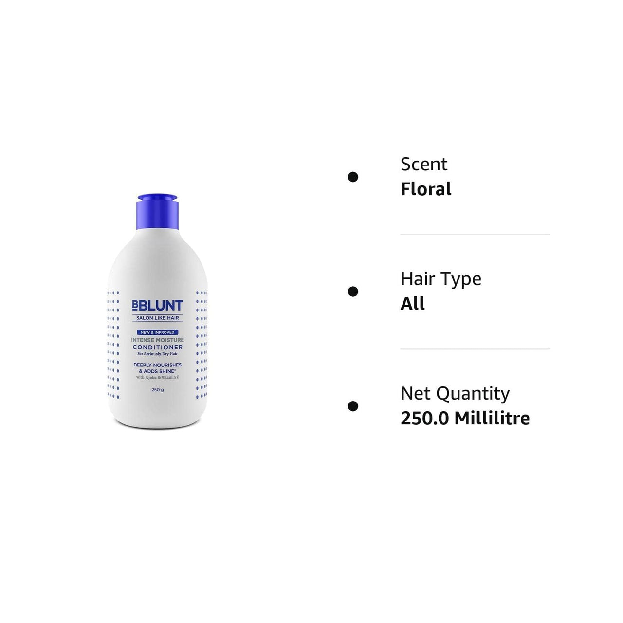 BBLUNT Intense Moisture Natural Hair Shampoo and Conditioner Combo for Women & Men's Dry Hair for Daily Use (300ml + 250g)