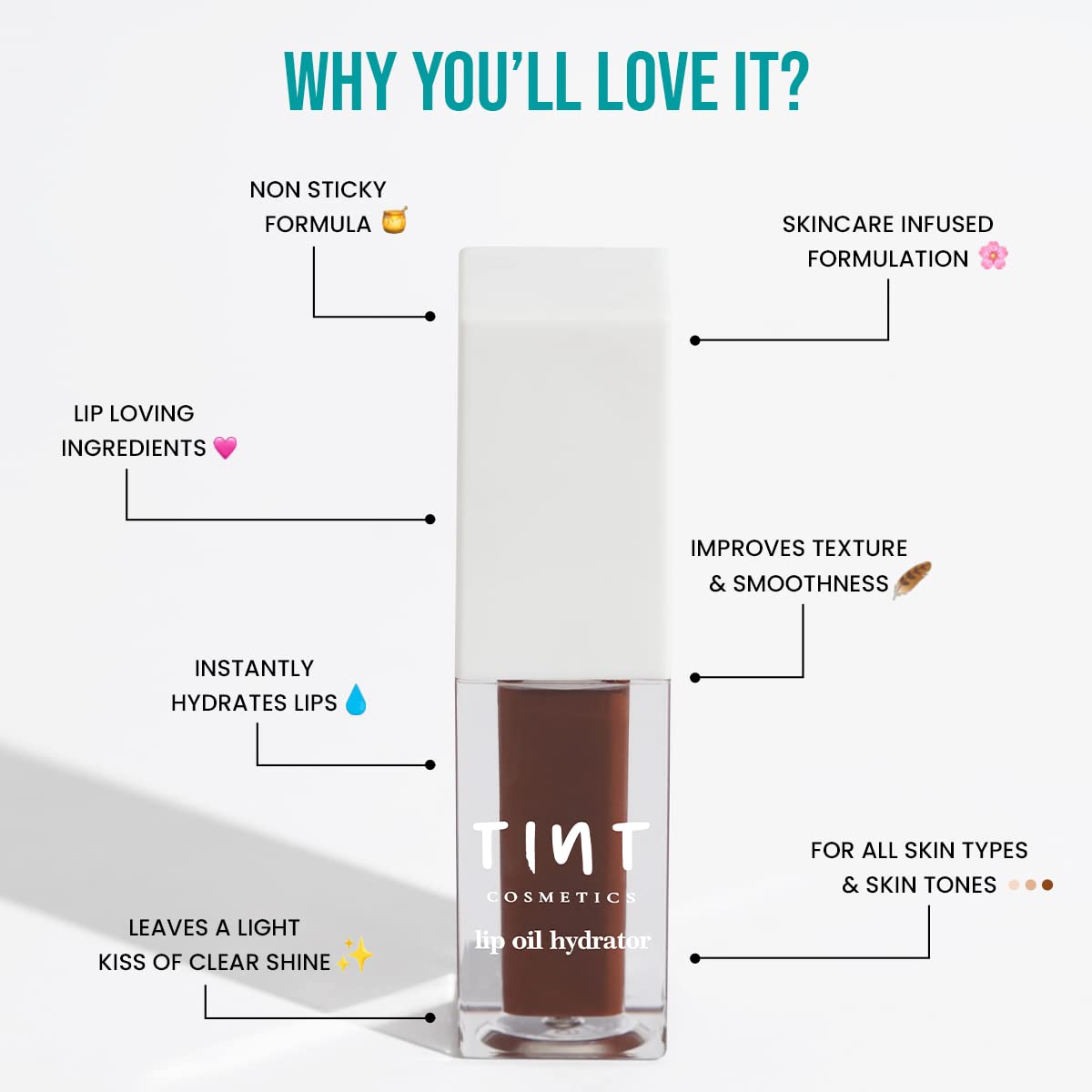 Tint Cosmetics 6ml Transparent Soft Natural Instant Hydrate Lip Oil For Dry & Chapped Lips, Light Weight, Long Lasting, Non Sticky, Moisturization & Nourishment For Girls & Women (Snow)