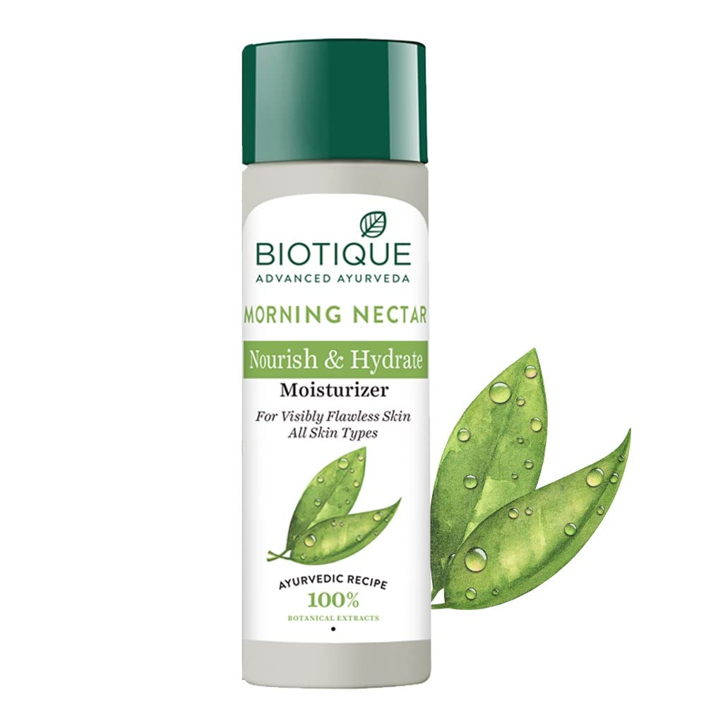 Biotique Bio Morning Nectar Visibly Flawless Skin Moisturizer, 120ml & Biotique Papaya Tan Removal Brightening & Reviatalizing Face Scrub For All Skin Types, 100g