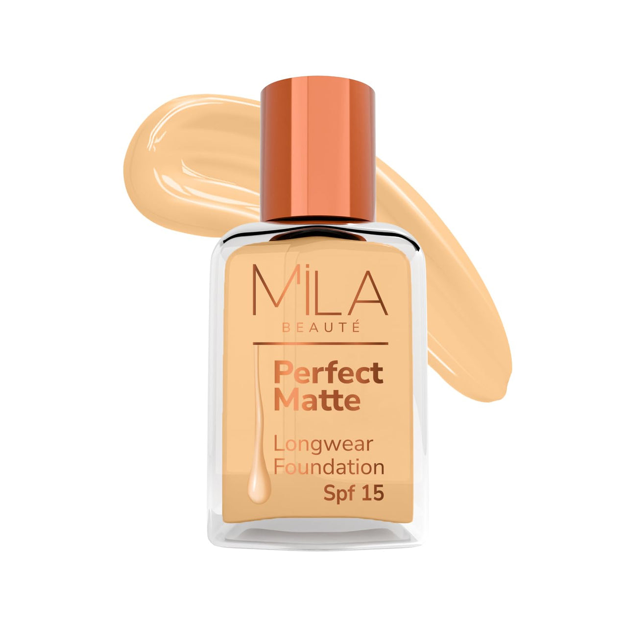 Mila Beauté Perfect Matte Long Wear Foundation | High Coverage, Light Weight & Water Resistant I Oil Free Formula With SPF 15 & Vitamin E | Smooth Matte Finish | Keeps Skin Hydrated | Shade - ( 3 Blush, 30ml)