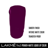 Lakmé 9to5 Primer + Matte Liquid Lip Color MB2 Intense Latte & Lakmé 9to5 Primer + Matte Liquid Lip Color MM4 Dynamic Purple Combo