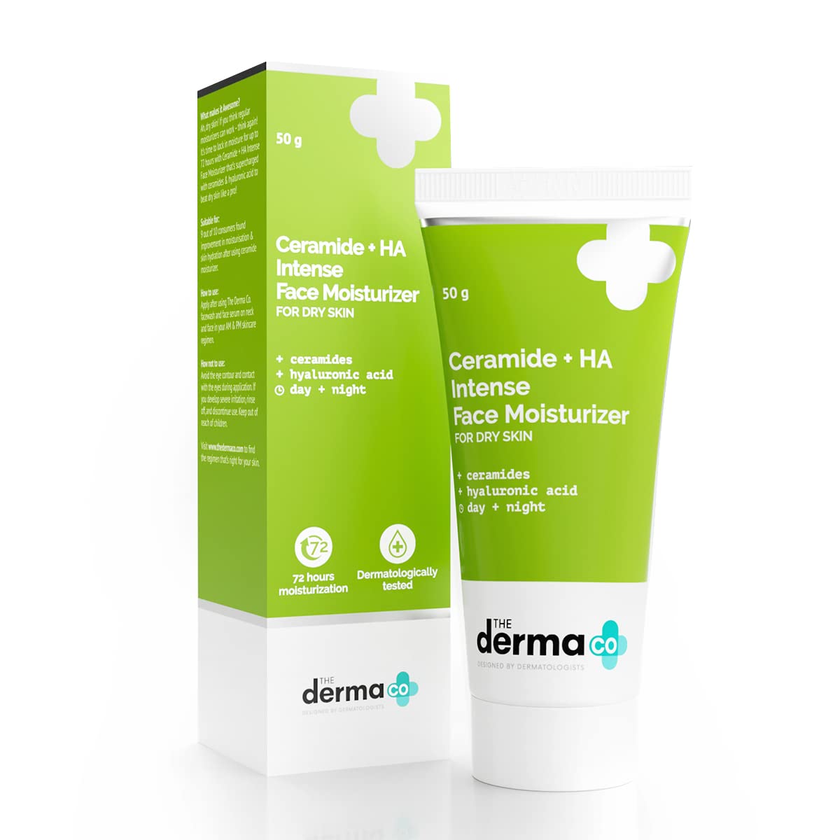 The Derma Co Ceramide + HA Intense Moisturizer Cream With Hyaluronic Acid | For Dry Skin | Repairs Dry & Dull Skin | Locks In Moisture | 50 g