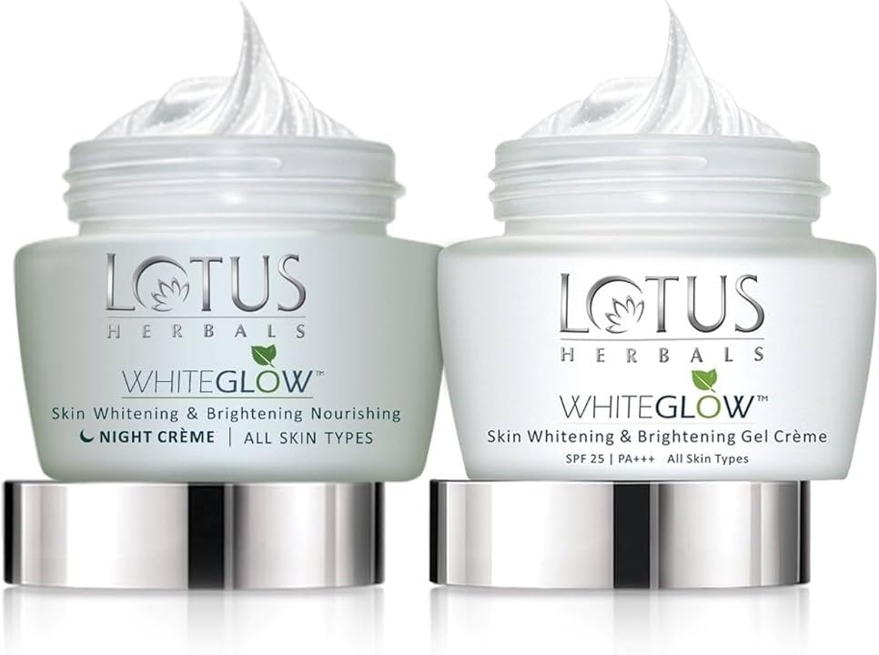 Lotus Herbals Whiteglow Gel Cream 60g, Nourishing Night Cream 60g, Set of 2