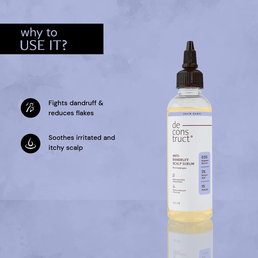 Deconstruct Anti-Dandruff Scalp Serum|Contains 2% Salicylic Acid + 1% Prebiotic + 0.5% Piroctone Olamine|Dandruff Remover|Sulphate&Paraben Free - 100Ml,130 Grams