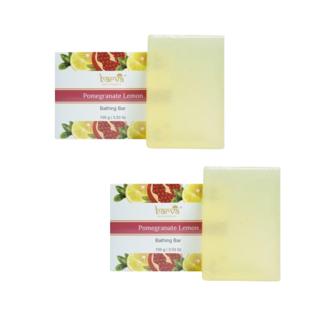Barva Pure Glycerin Soap Contains Natural ingredients to Pamper your Skin, Luxurious Bathing Soaps for all Skin Types. (Pomegranate Lemon Bathing Bar (Pack of 2)