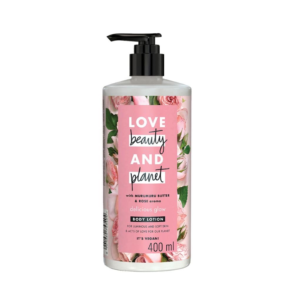 Love Beauty & Planet Natural Murumuru Butter & Rose Glow Body Lotion|| 24hr Moisturization|| Non-Sticky|| Paraben Free|| 400 ml