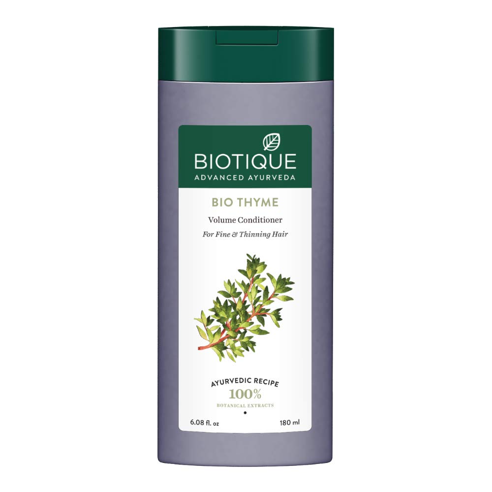 Biotique Bio Kelp Protein Shampoo for Falling Hair Intensive Hair Regrowth Treatment, 180ml & Biotique Bio Thyme Volume Conditioner for Fine and Thinning Hair, 180ml