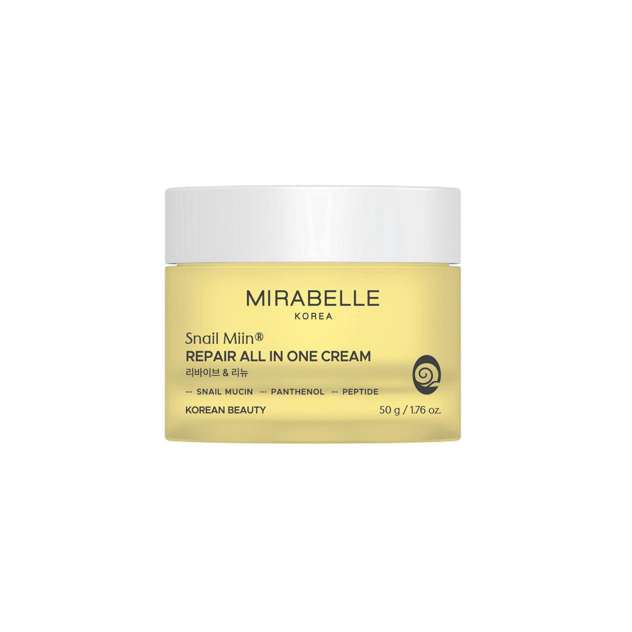 Mirabelle Korea Snail Repair All-In One Moisturizing Cream With Peptides | For Skin Repair, Anti-Aging & Fades Dark Spots | Lightweight, Non-Greasy | Korean Skin Care Products | For All Skin Types 50g