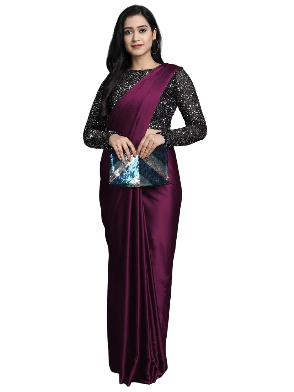 Regolith Designer Sarees for Women 's  Georgette ready to wear sarees for women With Fancy Saree Blouse Piece
