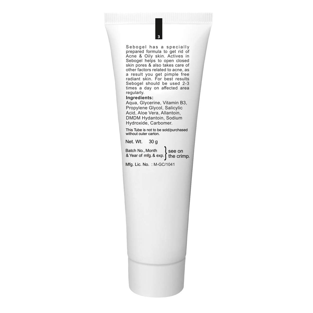 Sebogel Salicylic Acid & Nicotinamide Gel for Pimples and Oily Skin, 30gm
