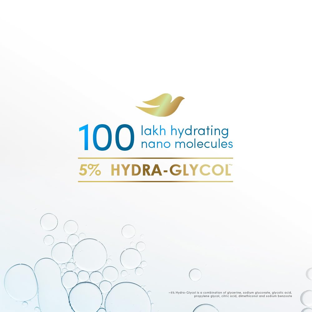 Dove Glycolic + Hydration Shampoo 180 ml with 5% Hydra-Glycol for Upto 100 hours of hydrated, fluid hair.