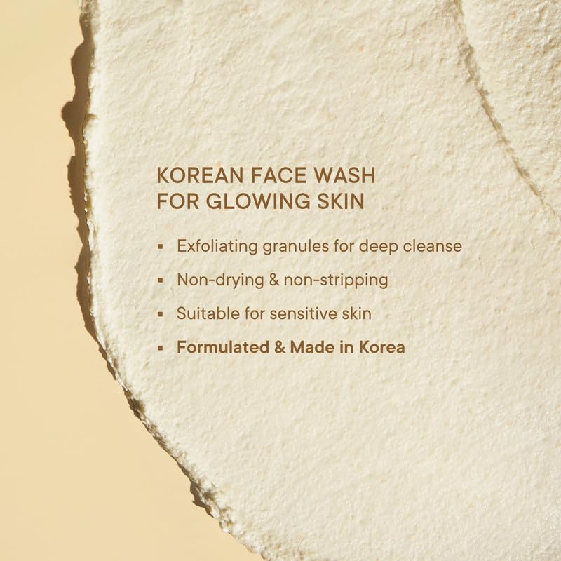 QUENCH BOTANICS Rice Water Gentle Exfoliation Cream Face Wash | Korean Face Wash for Glowing Skin | Brightens & Hydrates Skin with Aloe Vera & Vitamin E | Made in Korea (100ml)
