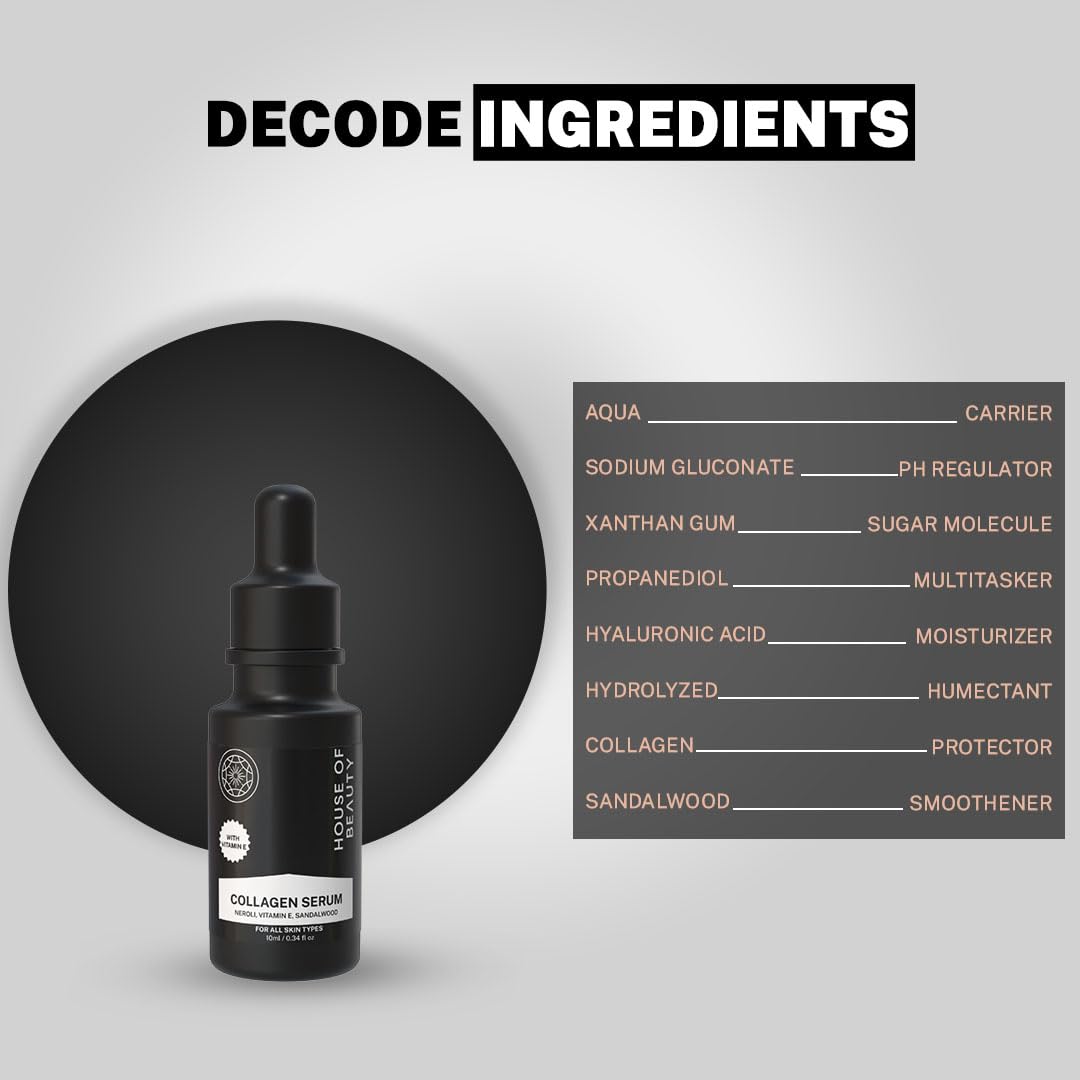 House of Beauty Collagen Serum for Diminishing Signs of ageing, Wrinkles and Help boost the good fat of the face 10ml