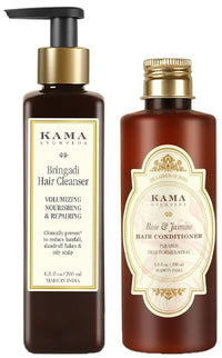 Kama Ayurveda Rose & Jasmine Hair Conditioner For Dry Hair (Jasmine) & Kama Ayurveda Bringadi Hair Cleanser Combo