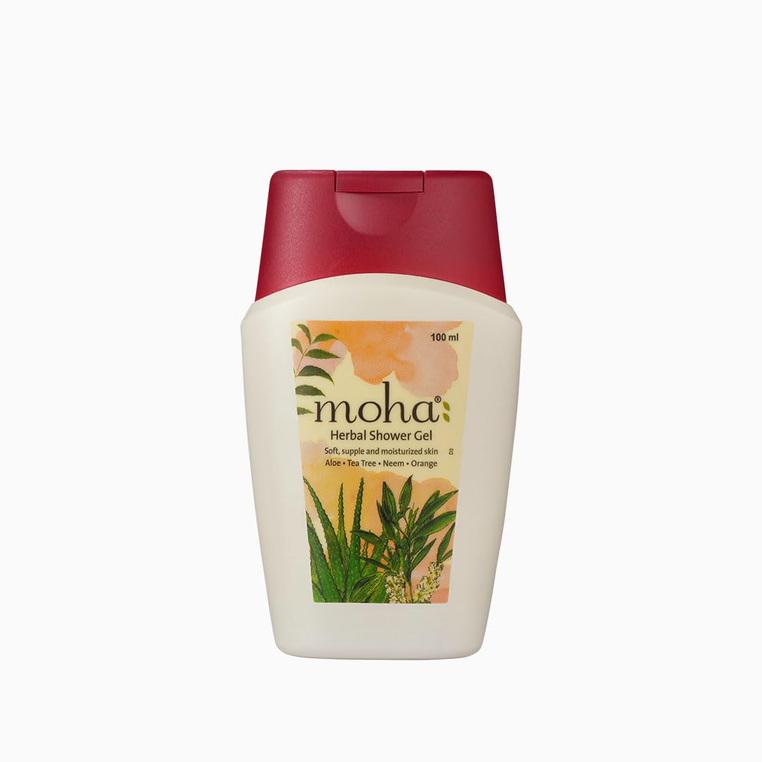 moha: Herbal Shower & Body Wash Gel with Aloe, Tea Tree, Neem and Orange for Soft Supple and Moisturised Skin - 100ml (Pack of 1)