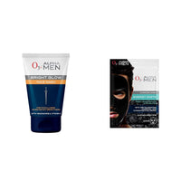 O3+ ALPHA MEN Bright Glow Face Wash 100g & O3+ ALPHA MEN Energy White Charcoal Face Sheet Mask 30g with Charcoal & Hydrating Hyaluronic to Purify & Brighten Skin