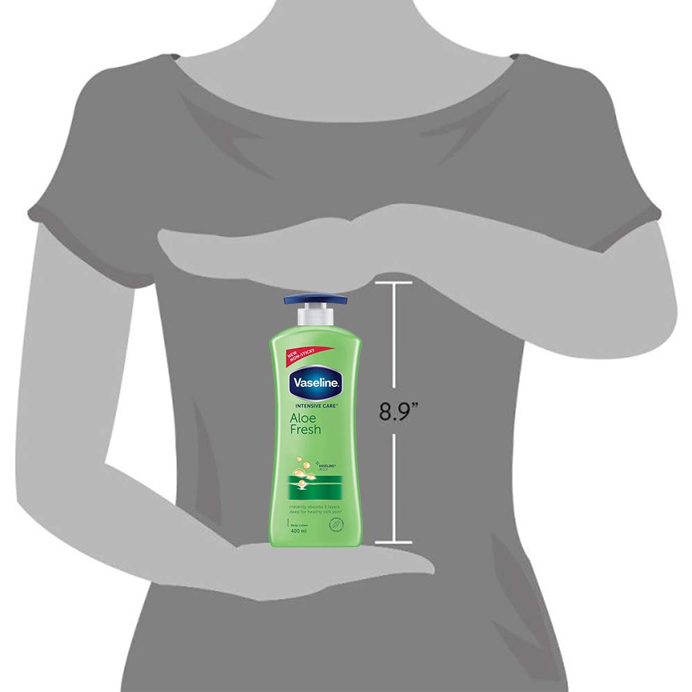 Vaseline Intensive Care Aloe Fresh Hydrating Body Lotion 400 ml, Daily Skin Moisturizer for Dry Skin, Lotion for Non-Greasy, Glowing Skin