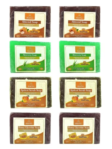 Khadi Pure Almond, Aloe Vera, Apricot & Honey Glycerine Soap, 125 g (Pack of 8)