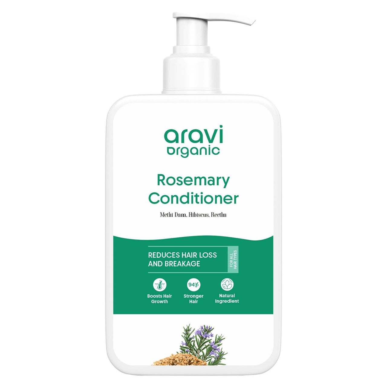 Aravi Organic Rosemary Hair Growth Conditioner - Enriched with Rosemary, Methi Dana & Hibiscus - For All Hair Types - For Men & Women - Sulfate & Paraben Free - 200 ml