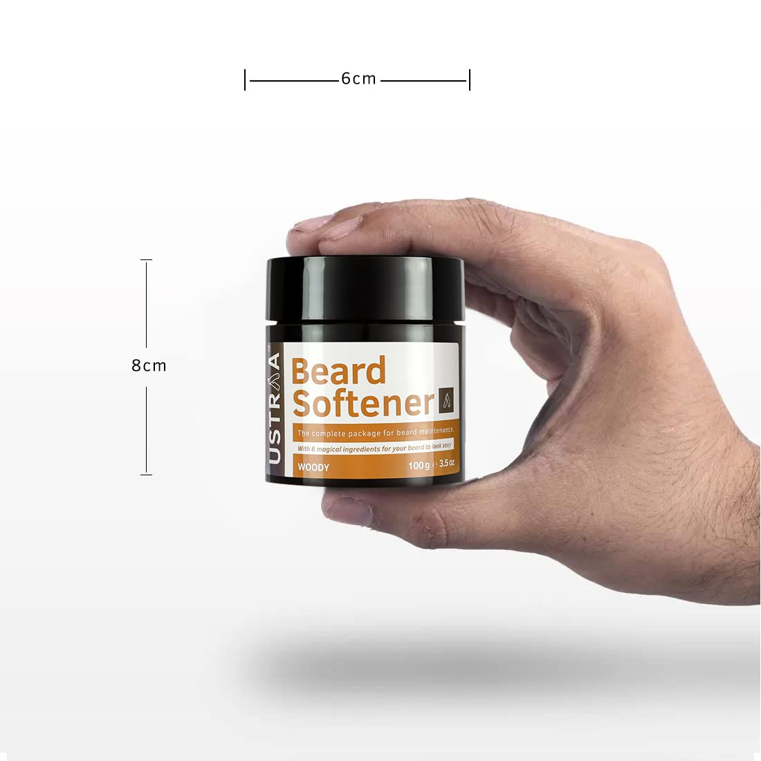 USTRAA Beard Softener Woody - 100g - Softens and nourishes your beard without Sulphates or Parabens, Long lasting moisturization and shine for a nourished, itch-free beard