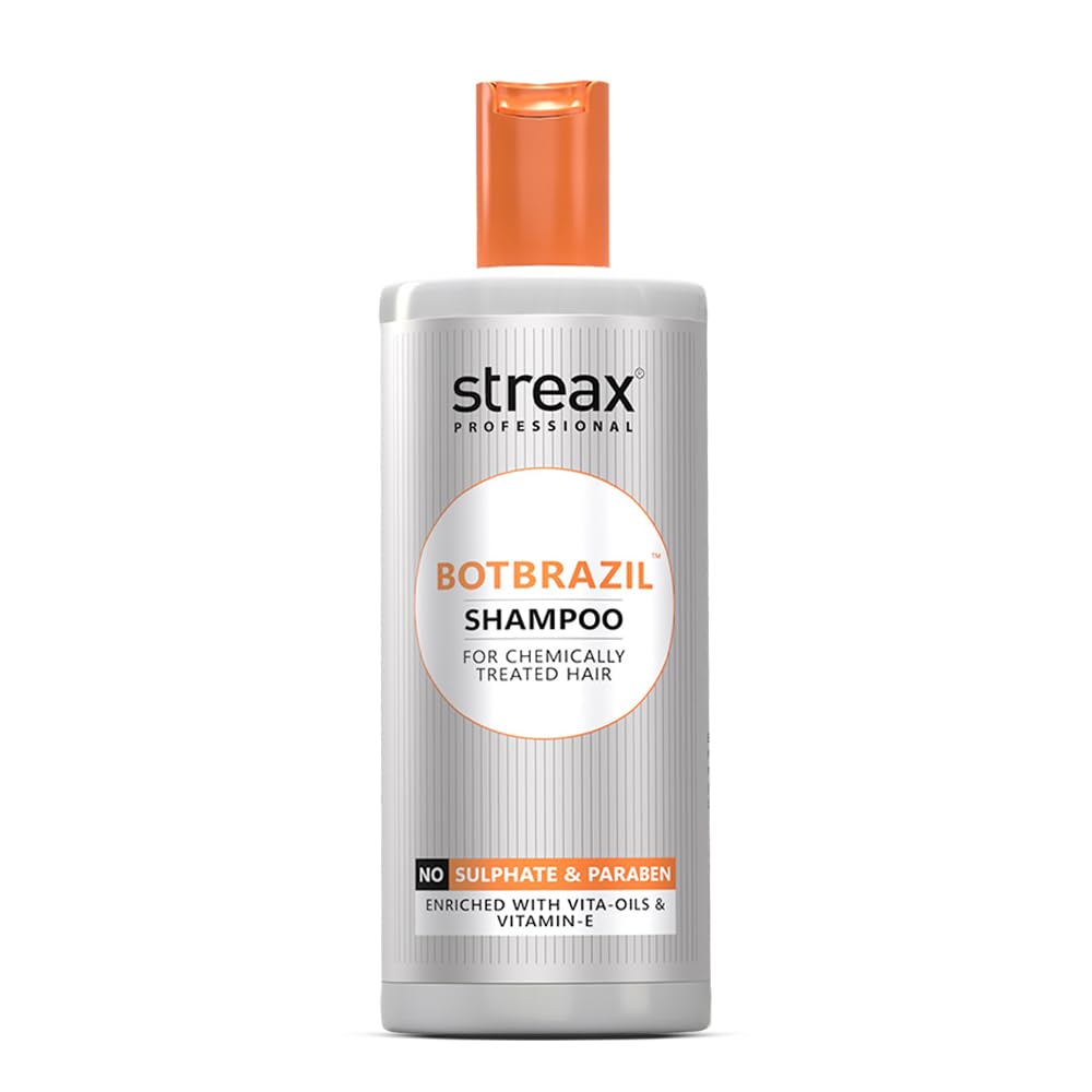 Streax Professional BotBrazil Shampoo,300 ml for Keratin, Botox, Nanoplasty, & Smoothening, Sulphate & Paraben-Free Shampoo for Women & Men, Enriched with Vita Oils Nourishes Chemically Treated Hair