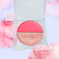 Ruby's Organics Cream Blush for Cheeks & Highlighter Duo Palette- Blusher for Face Makeup, Lightweight Flawless All Day Glow, All Skin Types, Natural &Paraben Free (Poppy Pink + Illuminate) 9g