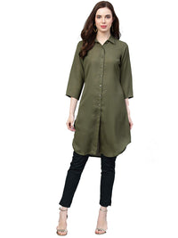 Jompers Women's  A-Line Crepe Georgette Kurta (Blue)