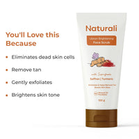 Naturali Ubtan Brightening Face Scrub | With Superfoods Saffron & Turmeric | Exfoliates | Removes Tan | Boosts Skin Glow | Paraben-free | For All Skin Types | 100g