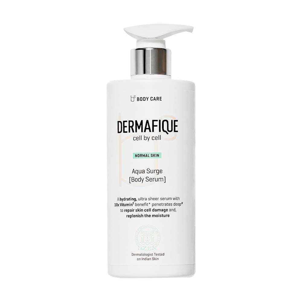 Dermafique Aquasurge Body Serum for Normal Skin, Dermatologist Tested (300ml) And Dermafique Absolute Detox Facial Cleanser for Normal To Dry Skin, Dermatologist Tested, Soap Free (100 ml)