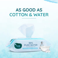 Mother Sparsh 99% Pure Water (Unscented) Baby Wipes with Lid I Natural Plant made cloth - Super thick Wet Wipes I 72 pcs/pack - Pack of 2 (Super Saver Pack)
