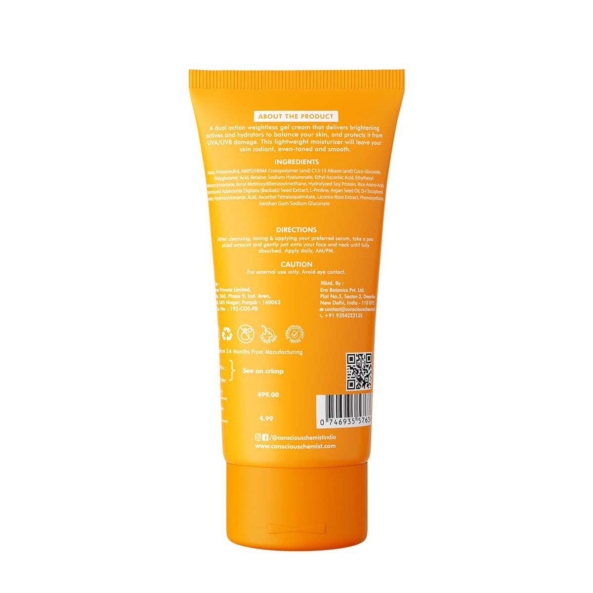 Conscious Chemist® Vitamin C Cream with SPF30 PA+++ | 100g | Vitamin C Moisturizer, Face Cream for Men & Women, Daily Gel with Polyglutamic Acid for Bright Skin, All Skin Types - Vivid C (Pack of 2)