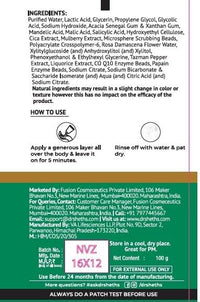 Dr. Sheth's Gulab & 2% Glycolic Acid Body Peel for Glowing Skin | 5 Mins Chemical Peel with 5% Lactic Acid & Rose Extracts | Exfoliating Peel for Brightening and Tan Removal | Men & Women | 100g