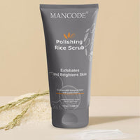 Mancode Polishing Rice Scrub for Oil Control, unclogs your pores help to Brighten Skin Face scrub 100gm