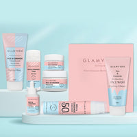 Glamveda Korean Rice & Ceramide 7 Step Weekly Skincare Routine For Women with Gift Box | Face wash, Peel Off Mask, Toner, Serum, Under eye cream, Moisturizer & Sunscreen