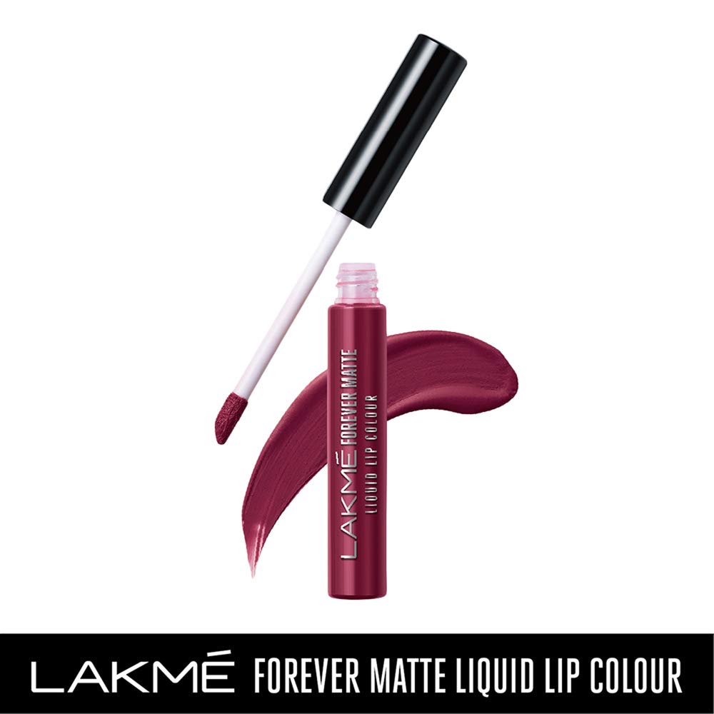 LAKMÉ Forever Matte Liquid Lip Colour, Red Wine, 5.6ml & Lakme Forever Matte Liquid Lip Colour, Fuschia Chic, 5.6 ml
